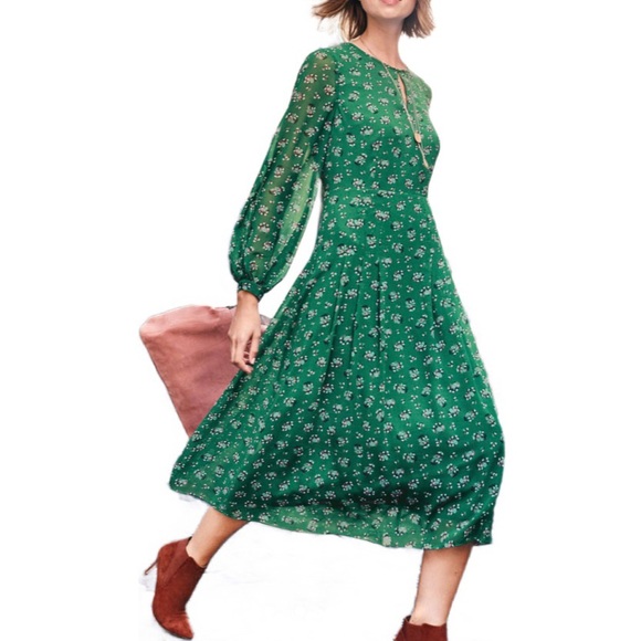 Boden Dresses & Skirts - Boden Ada MIDI Dress Green Floral Fit & Flare Sz 4